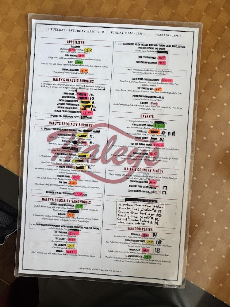 Haley's Menu image 2